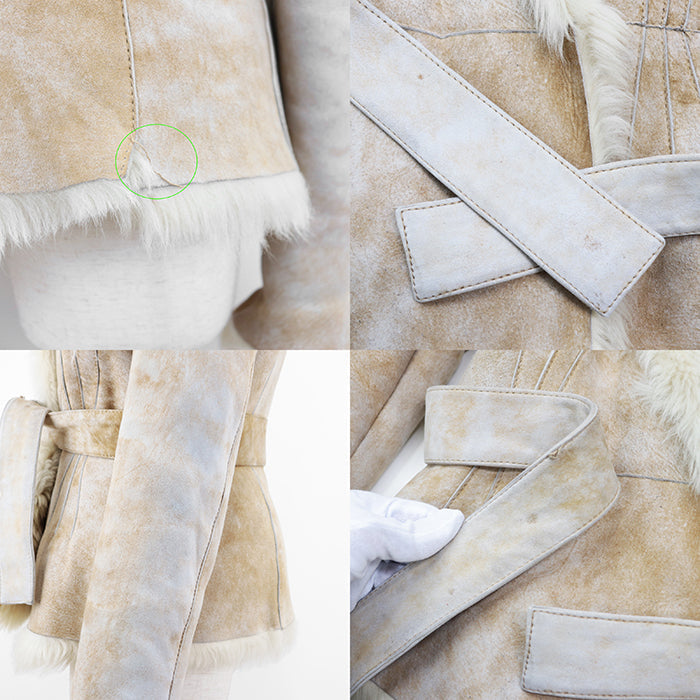 Gucci Shearling Belted Jacket Beige