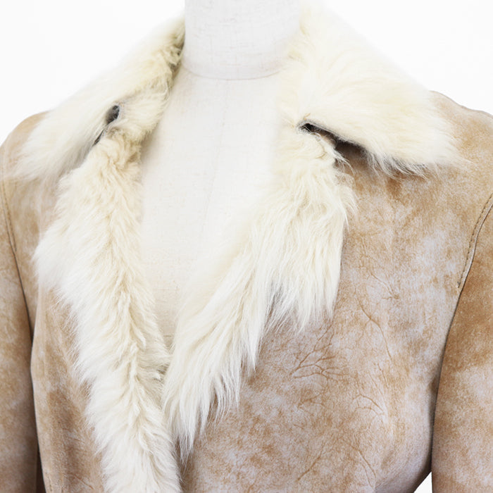 Gucci Shearling Belted Jacket Beige
