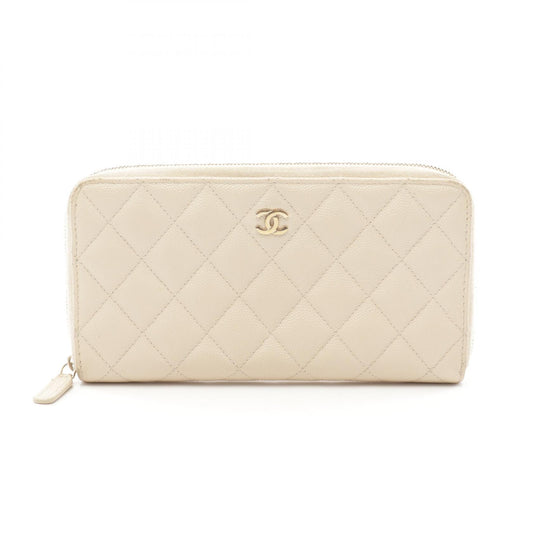 Chanel Classic Long Zip Wallet Leather Ivory