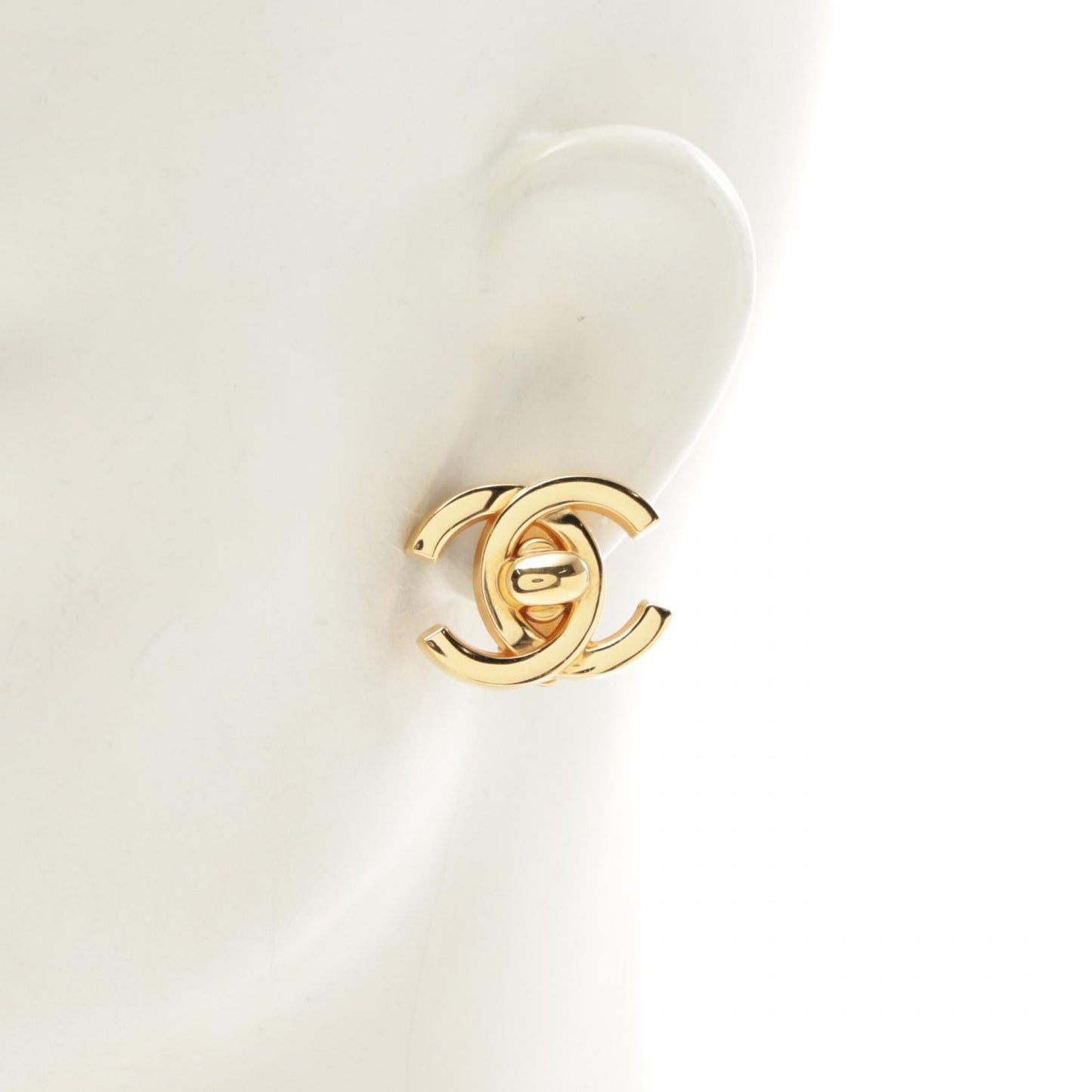 Chanel Coco Mark Earrings Gold GP