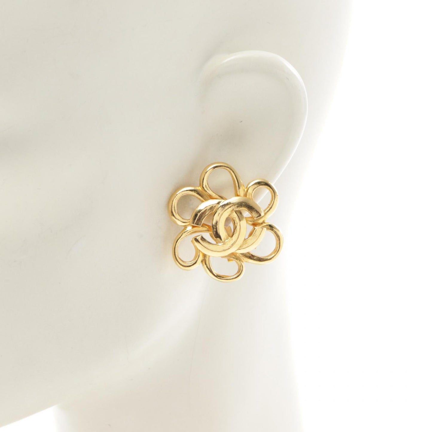 Chanel Coco Mark Earrings Gold Plated