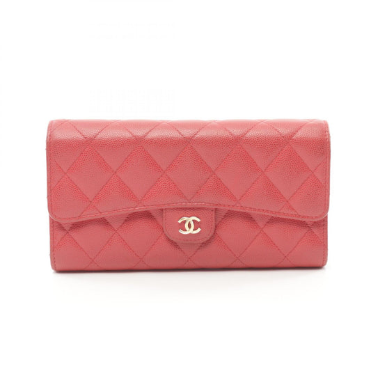 Chanel Caviar Skin Matelasse Bifold Wallet Red