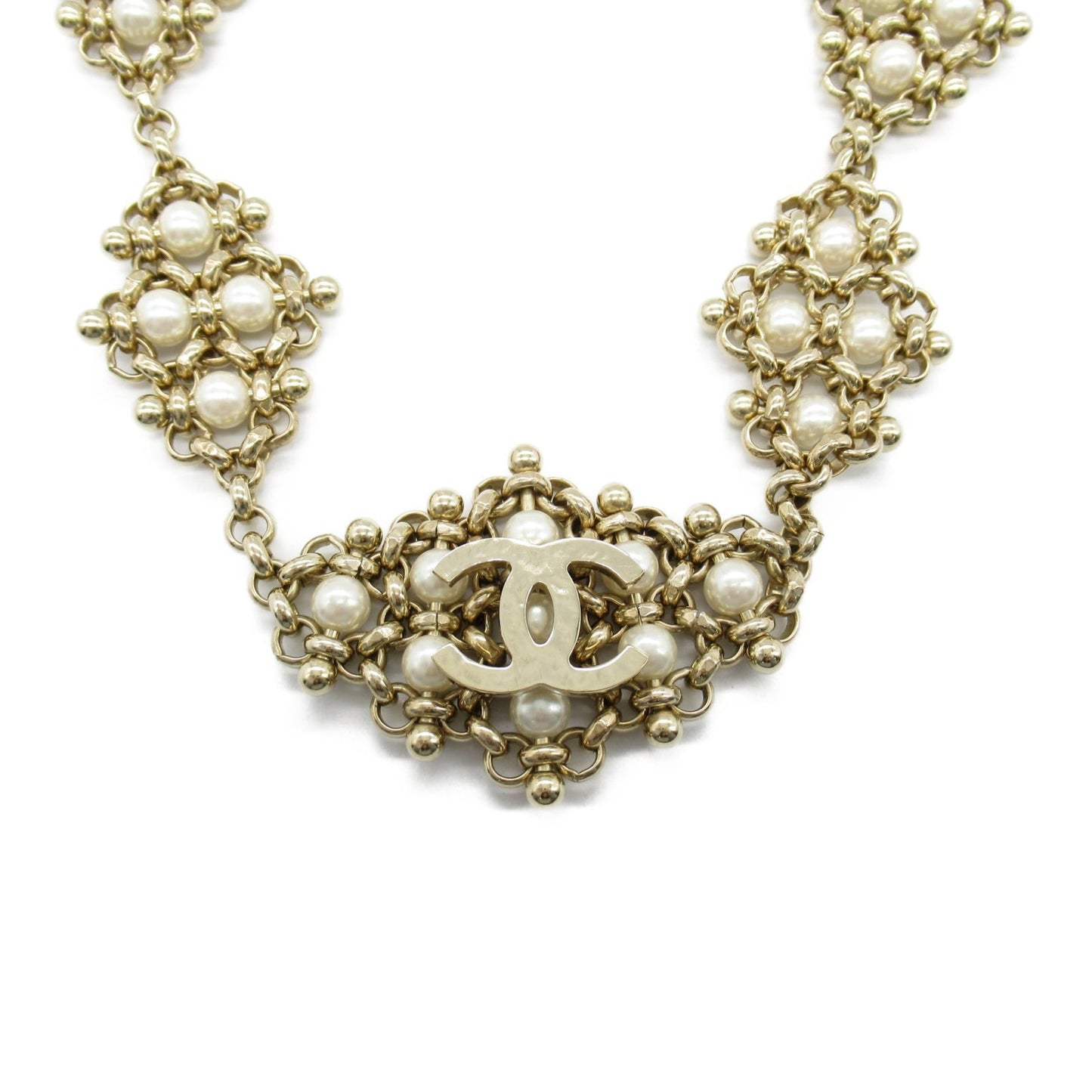 Chanel Gold Plated Faux Pearl Necklace