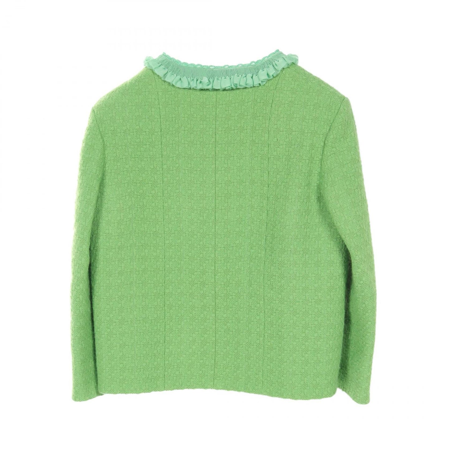 Chanel Wool Collarless Jacket Green