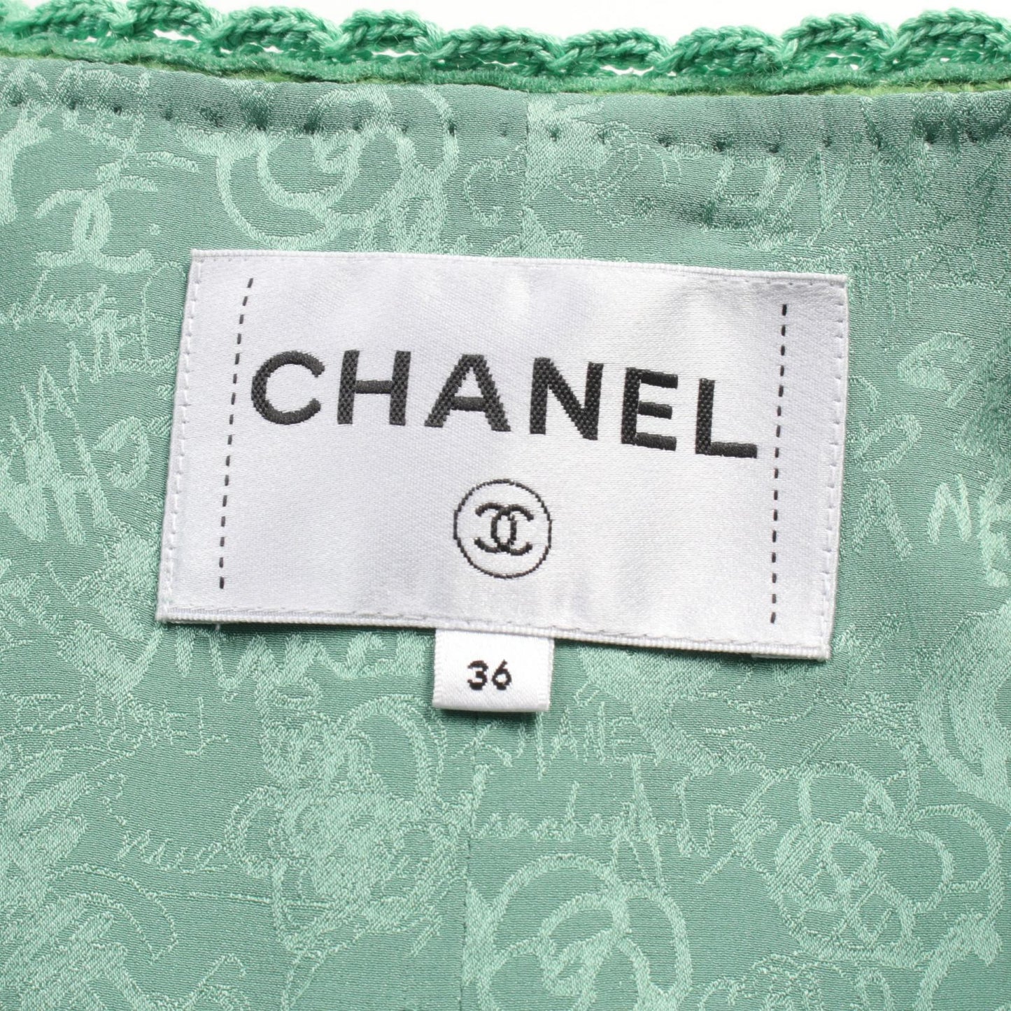 Chanel Wool Collarless Jacket Green