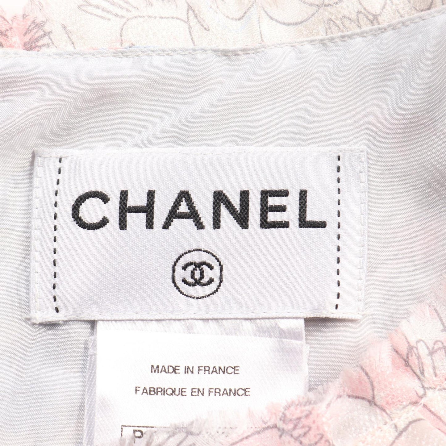 Chanel Camellia Silk Dress Gray Multicolor