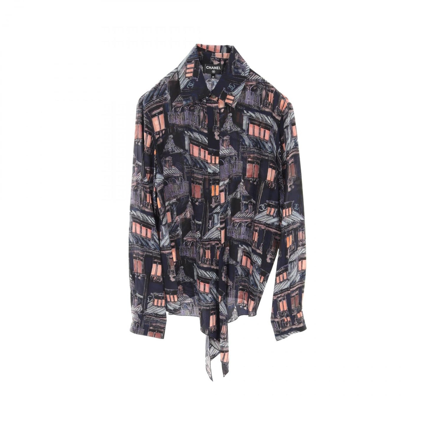 Chanel Silk Blouse Navy Multicolor