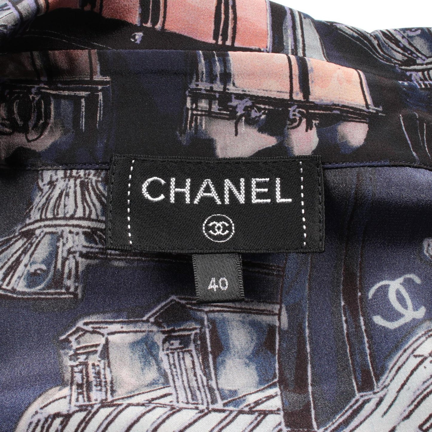Chanel Silk Blouse Navy Multicolor