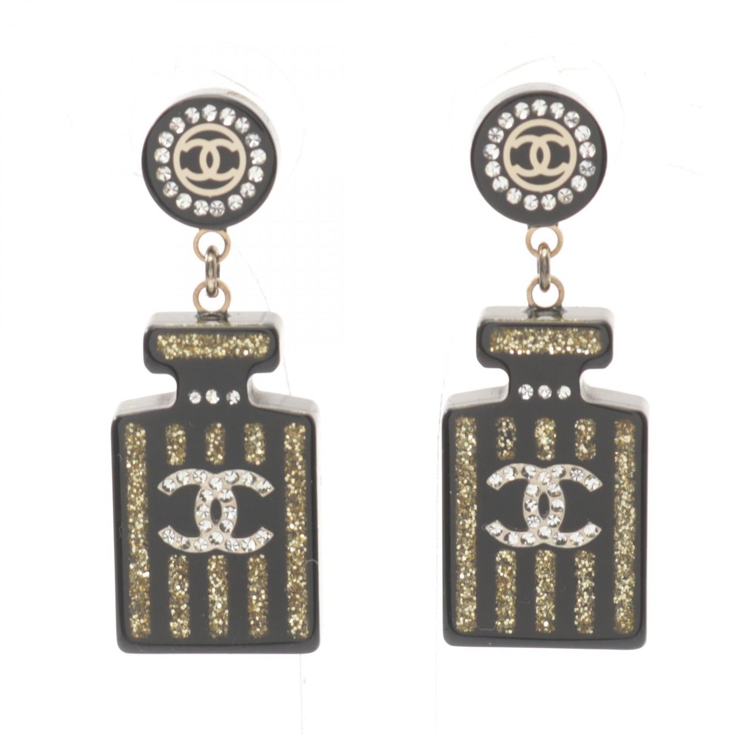 Chanel Coco Mark Earrings Gold Plastic 17A