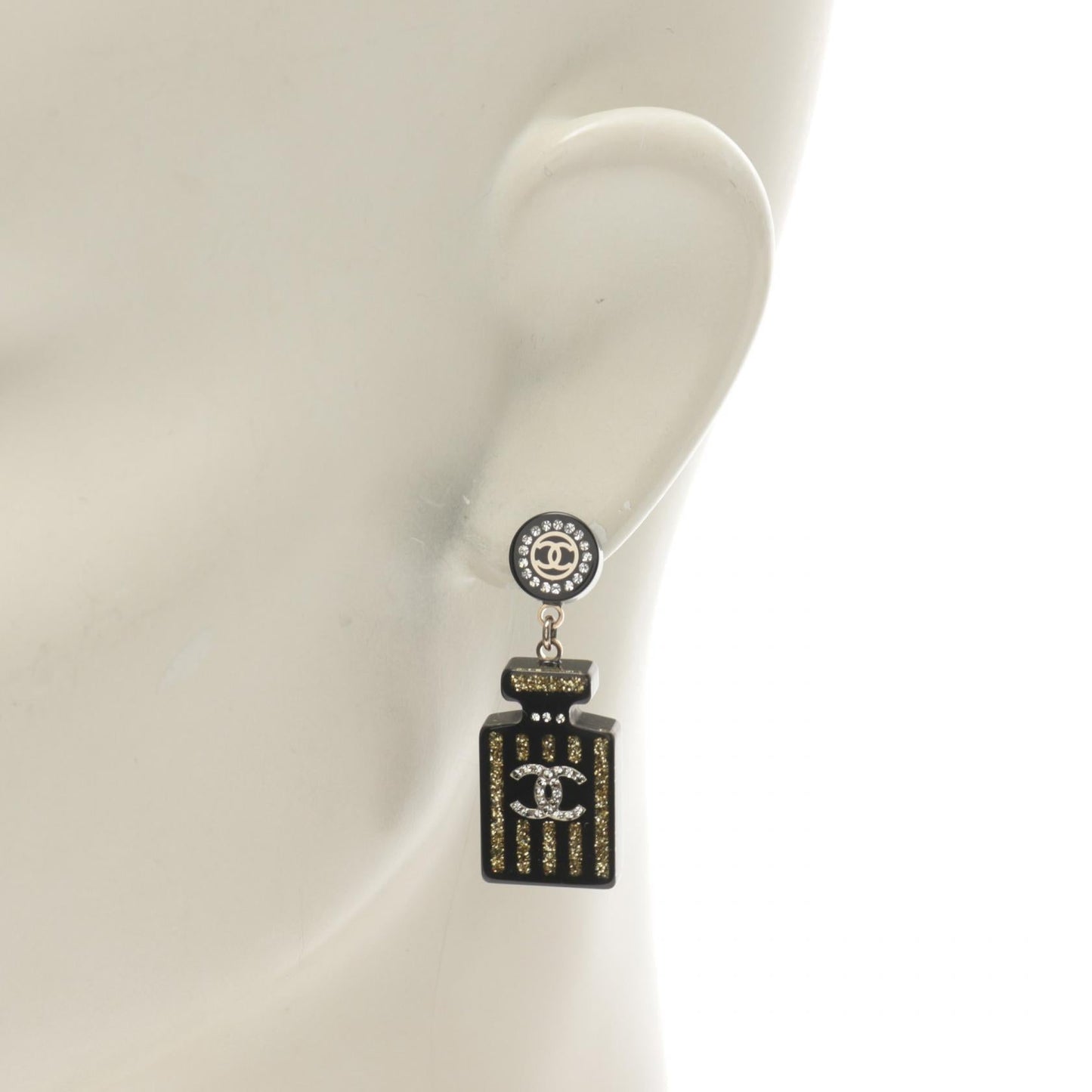 Chanel Coco Mark Earrings Gold Plastic 17A