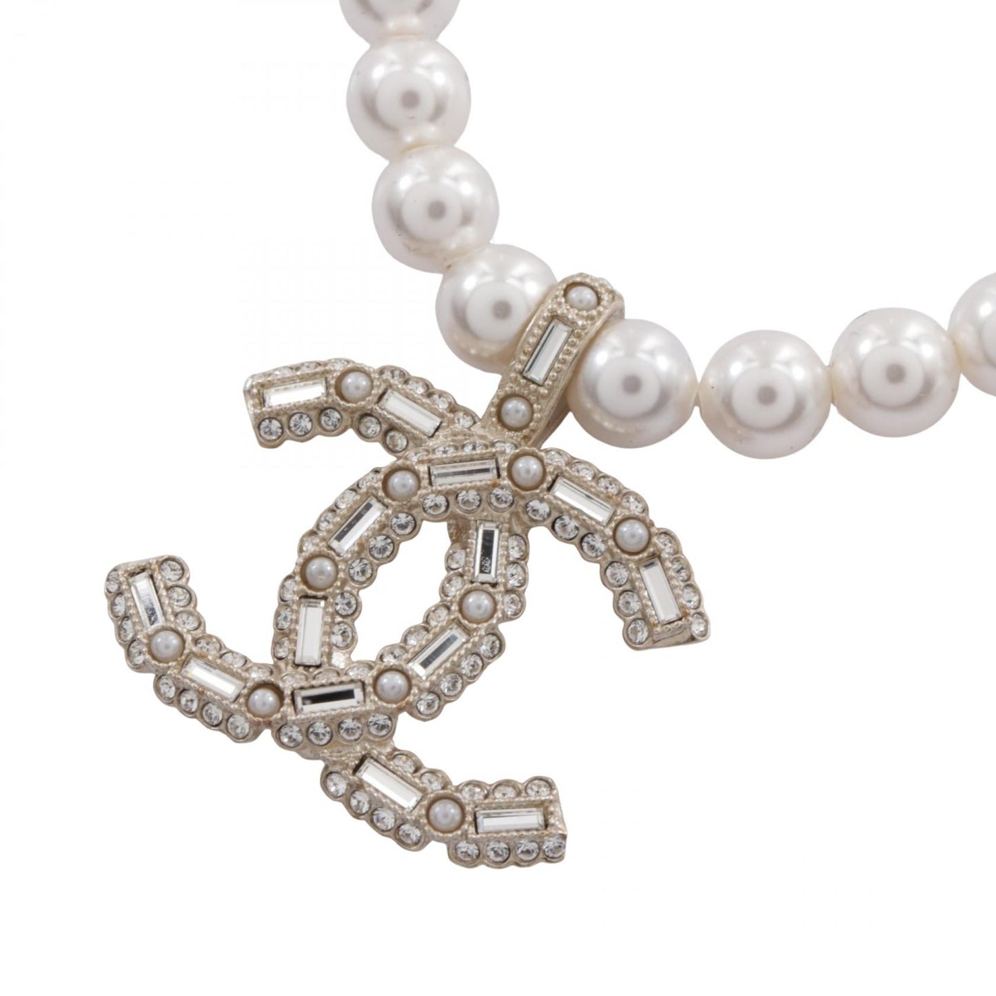Chanel Coco Mark Choker Stainless Steel Faux Pearl