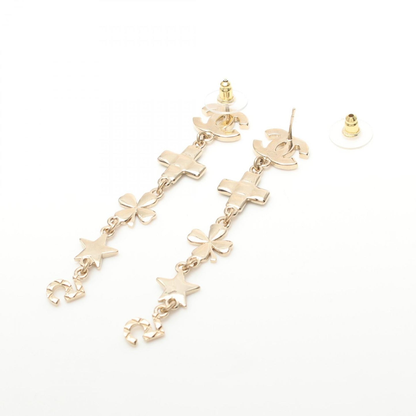 Chanel Coco Mark No.5 Earrings Gold Rhinestone