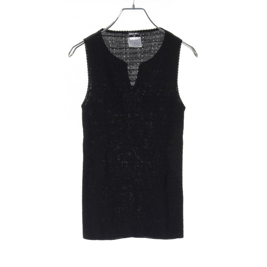 Chanel Coco Mark Cotton Knit Top Black
