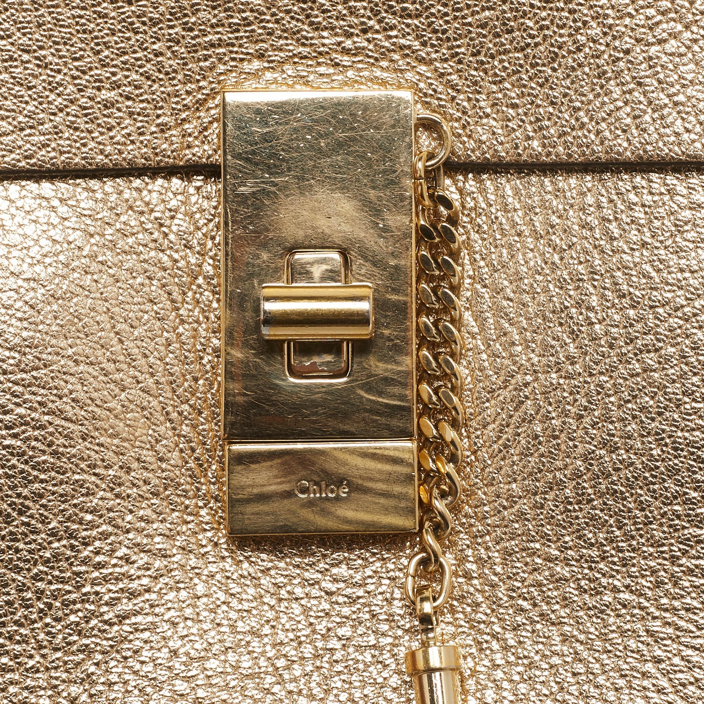 Chloe Gold Leather Medium Drew Shoulder Bag