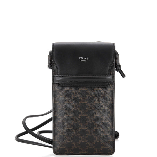 Celine Phone Pouch Crossbody Triomphe Coated Canvas and Leather