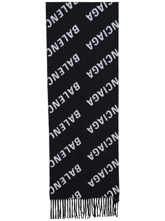 Balenciaga All-Over Logo Muffler Black