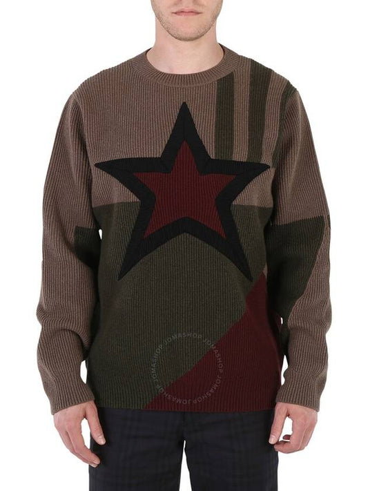 Burberry Burberry Men's Khaki Star Intarsia Wool Sweater Size Small