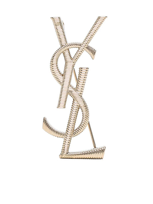 Saint Laurent Women Cassandre Cord Texture Metal Brooch