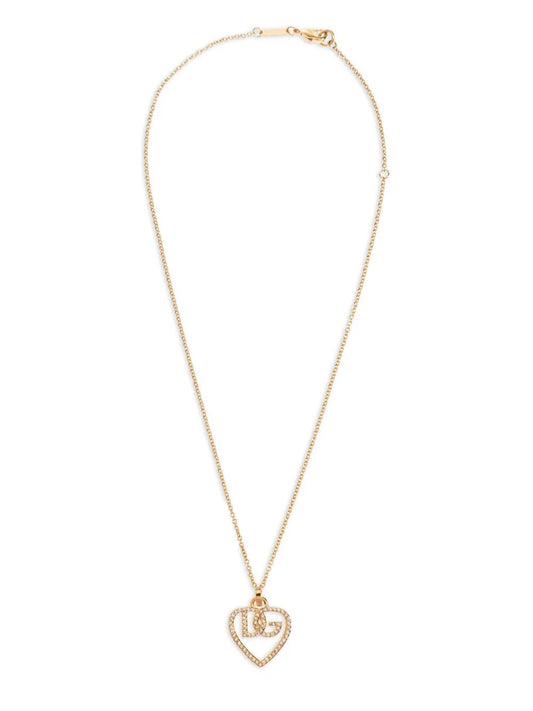 Dolce & Gabbana Women Heart And Logo Rhinestones Pendant Necklace