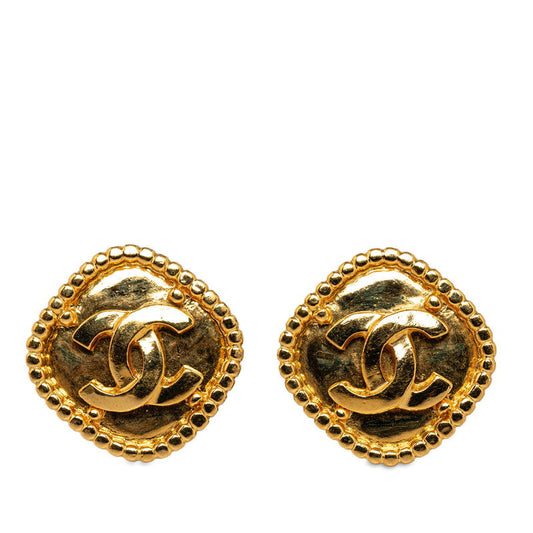 Chanel Vintage Coco Mark Earrings Gold