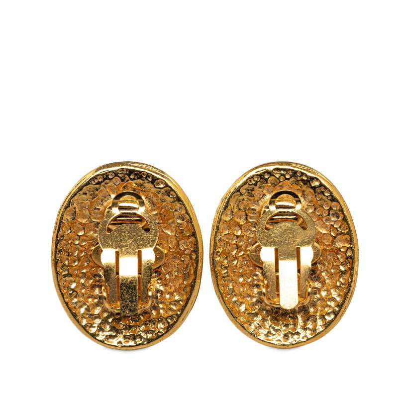 Chanel Vintage Coco Mark Earrings Gold Plated