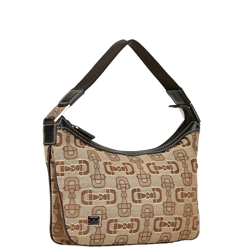Gucci Horsebit Canvas Leather Shoulder Bag