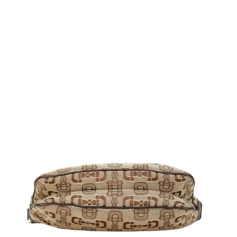 Gucci Horsebit Canvas Leather Shoulder Bag