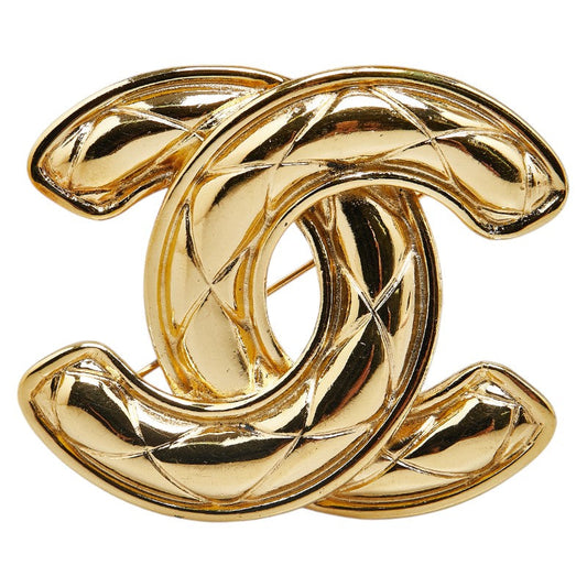 Chanel Coco Mark Matelasse Brooch Gold