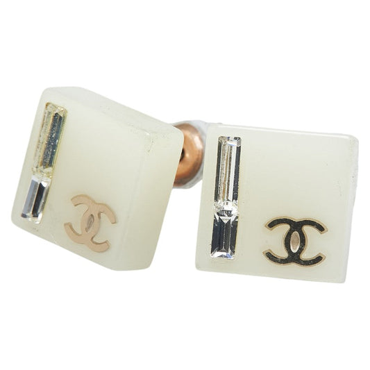 Chanel Coco Mark Square Earrings Plastic Metal