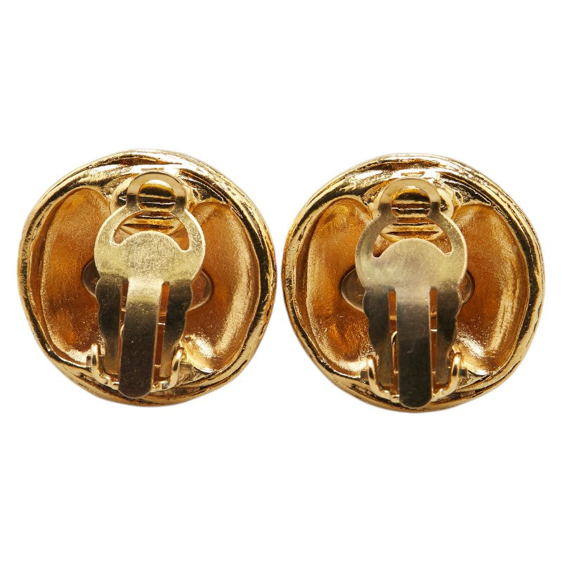 Chanel Vintage Coco Mark Round Earrings Gold