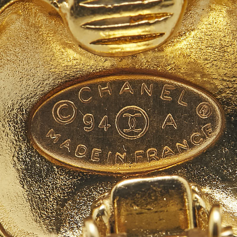 Chanel Vintage Coco Mark Round Earrings Gold