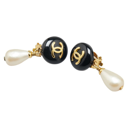 Chanel Vintage Coco Mark Faux Pearl Earrings