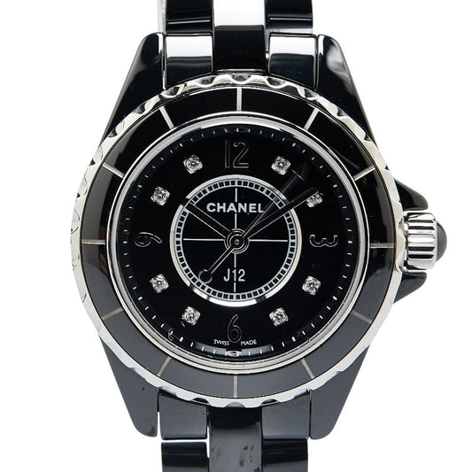 Chanel J12 8P Diamond Quartz Watch Ceramic Stainless Steel