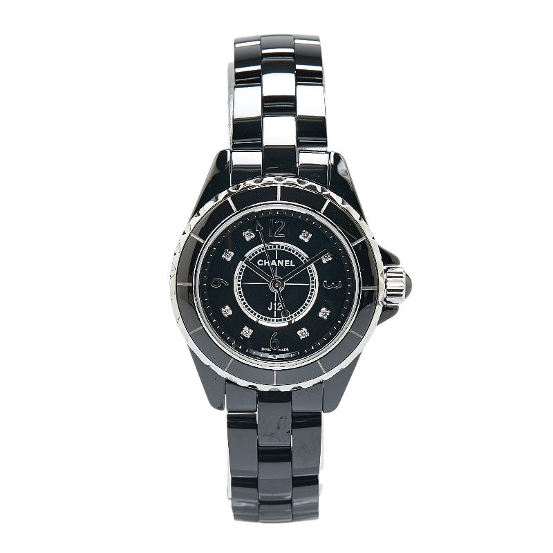 Chanel J12 8P Diamond Quartz Watch Ceramic Stainless Steel