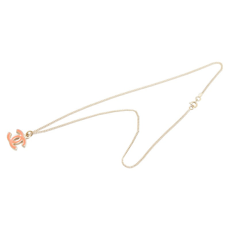 Chanel Coco Mark Necklace Red Gold Plated