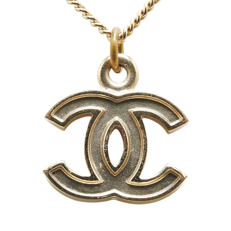 Chanel Coco Mark Necklace Red Gold Plated