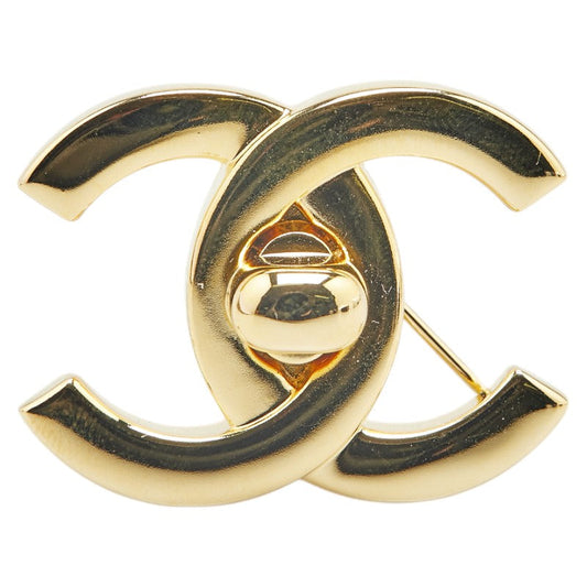 Chanel Coco Mark Turnlock Brooch Gold