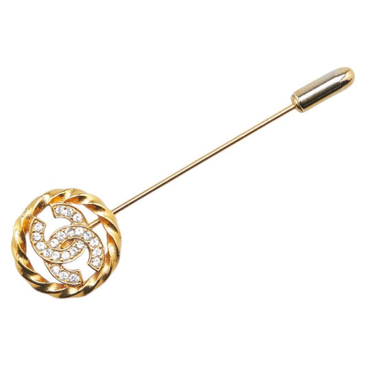 Chanel Coco Mark Rhinestone Brooch Gold