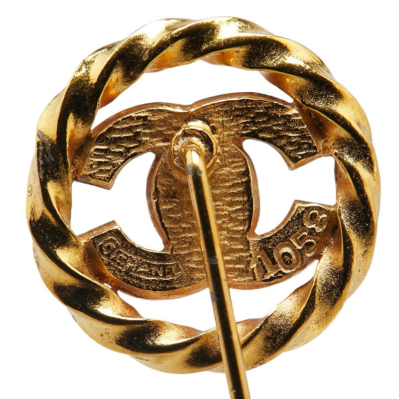 Chanel Coco Mark Rhinestone Brooch Gold
