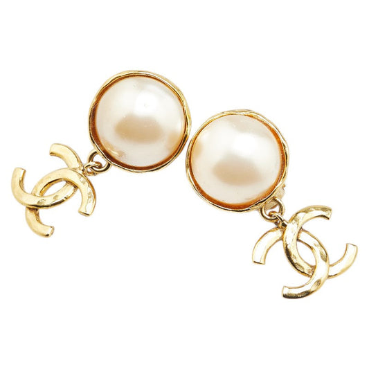 Chanel Vintage Coco Mark Pearl Earrings