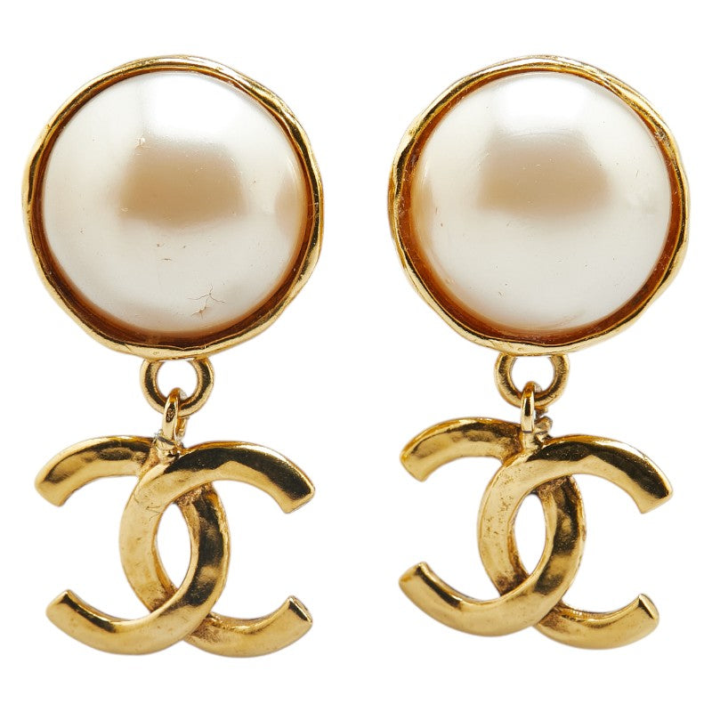 Chanel Vintage Coco Mark Pearl Earrings
