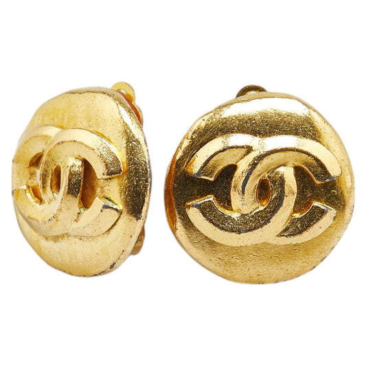 Chanel Vintage Coco Mark Earrings Gold