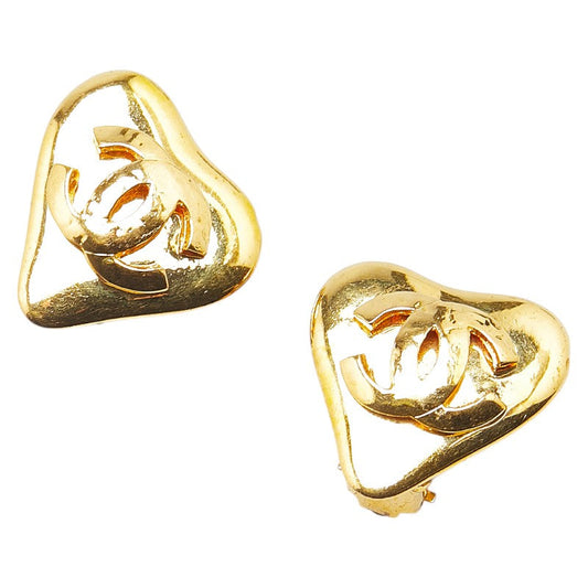 Chanel Heart Earrings Gold Clip-on