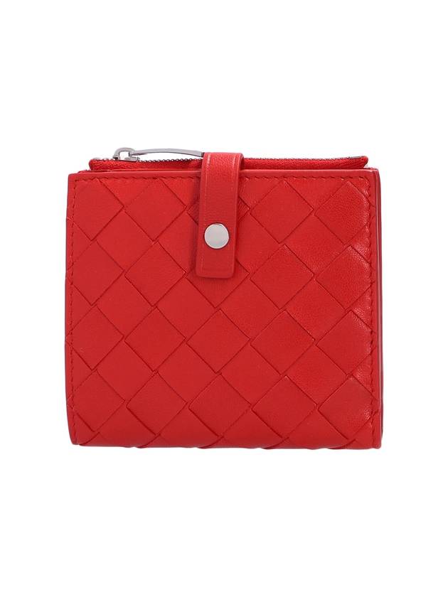 Bottega Veneta Intrecciato Zipper Half Wallet Red