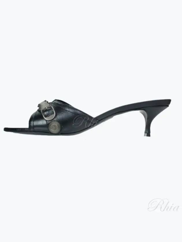 Balenciaga WoMen's Cagole Studded Leather Band Sandal Heels Black
