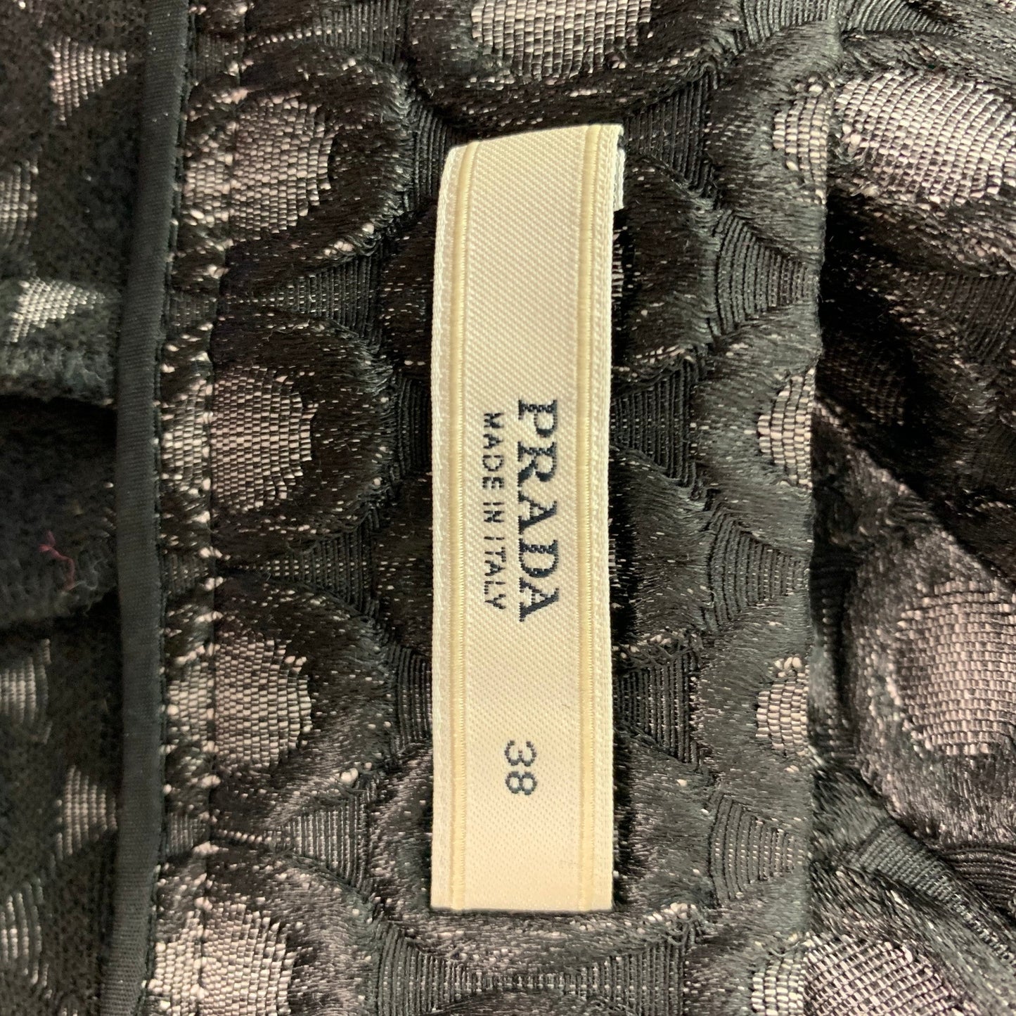 PRADA Size 2 Black Silver Acrylic Blend Dots A-Line Skirt