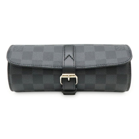 Louis Vuitton Etui 3 Montres Damier Graphite Watch Case