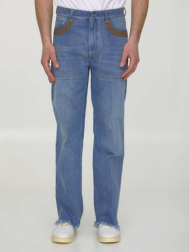 Fendi logo patch denim jeans blue