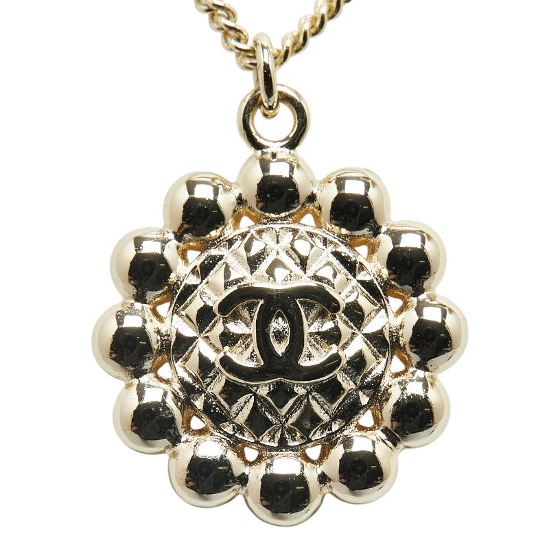 Chanel Coco Mark Chain Necklace Gold Plated Pearl