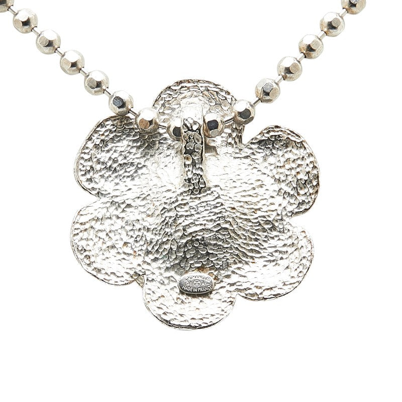 Chanel Camellia Necklace Silver Metal